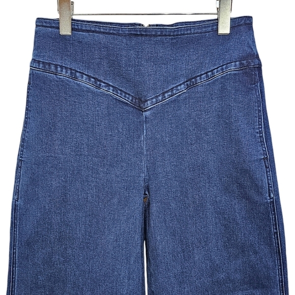 Modcloth Wide Leg Cropped High Rise Jeans Size 12 Denim Effortless Versatile - Picture 5 of 12